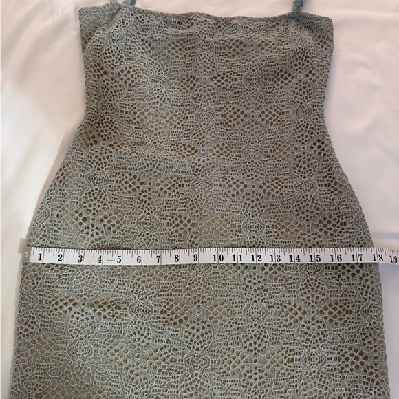 SNDYS Lace Bodycon Midi Dress Blue Grey | Strappy Slip Dress - Picture 13 of 14